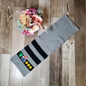 Super Mario Nintendo Gray and Black Striped Knit Winter Scarf NWOT